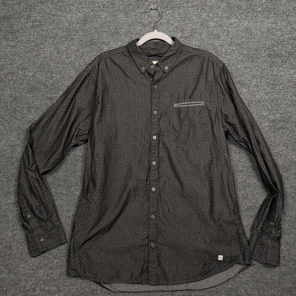 WX DepartWest Mens Large Button Down Shirt‎ Gray Cotton Abstract Long Sleeves